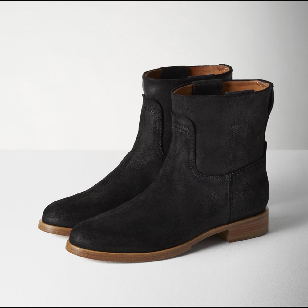 rag & bone Flat Black Waxed Suede Holly Boots sz 7